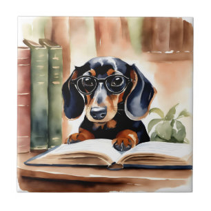 Dachshund in Waterverf Kunst Tegeltje