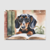 Dachshund in Waterverf Kunst Tissuepapier (Voorkant)
