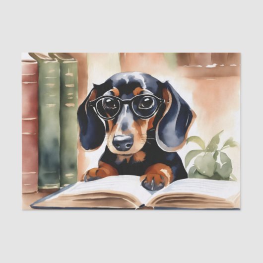 Dachshund in Waterverf Kunst Tissuepapier (Voorkant)