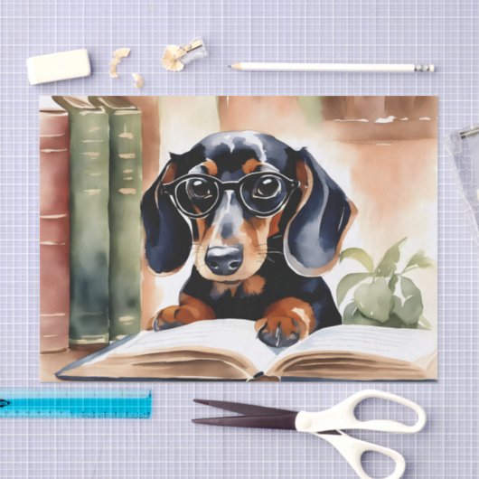 Dachshund in Waterverf Kunst Tissuepapier (Craft)