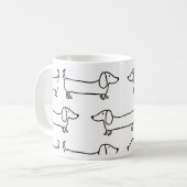 Dachshund in zwart-wit koffiemok (Voorkant links)