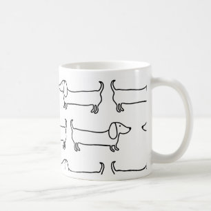 Dachshund in zwart-wit koffiemok