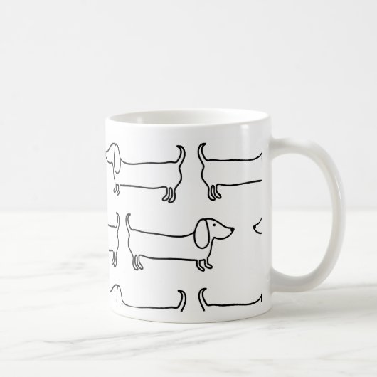 Dachshund in zwart-wit koffiemok (Rechts)