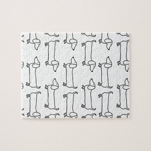 Dachshund in zwart-wit legpuzzel (Horizontaal)