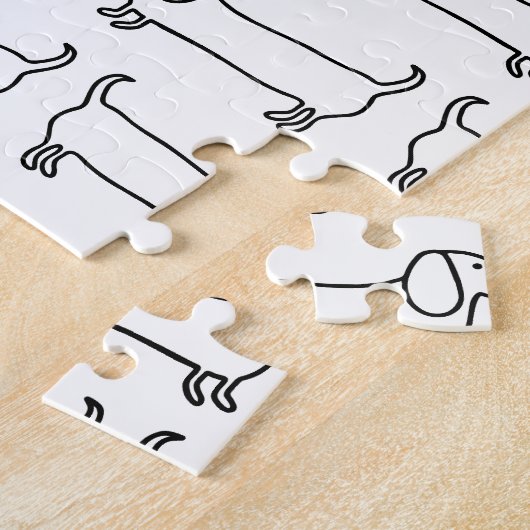 Dachshund in zwart-wit legpuzzel (Zijkant)