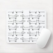 Dachshund in zwart-wit muismat (Met muis)