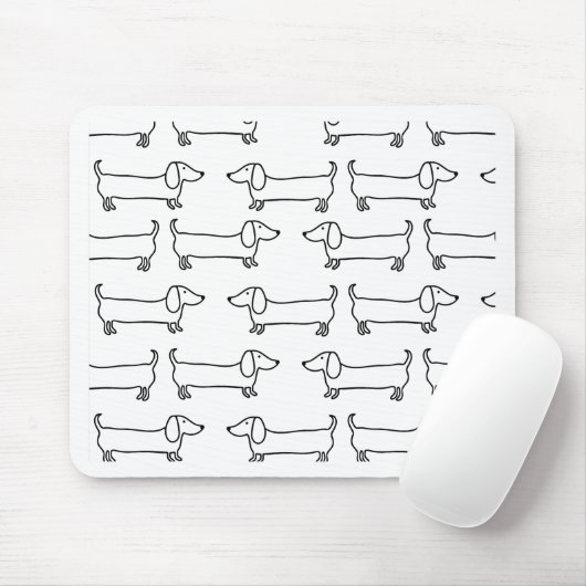 Dachshund in zwart-wit muismat (Met muis)