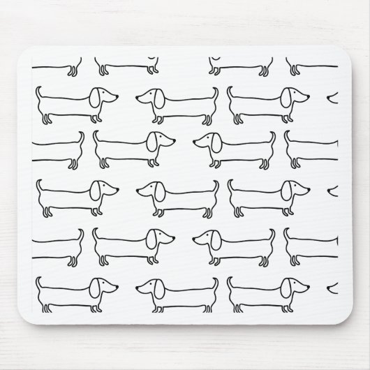 Dachshund in zwart-wit muismat (Voorkant)