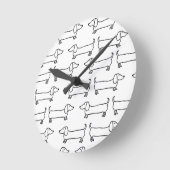 Dachshund in zwart-wit ronde klok (Hoek)