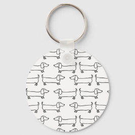 Dachshund in zwart-wit sleutelhanger