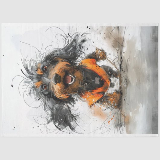 Dachshund Inky de Hond Decoupage Tissuepapier (Voorkant)