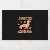 Dachshund is mijn echte vriend sparkling wijnetiket (Enkel label)