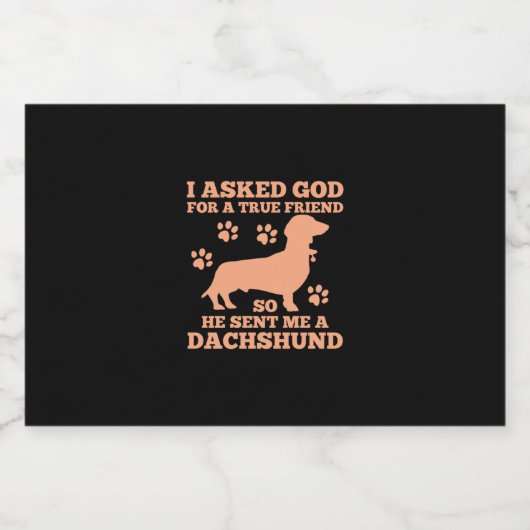 Dachshund is mijn echte vriend sparkling wijnetiket (Enkel label)