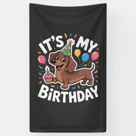 Dachshund It's My Birthday Spandoek (Verticaal)