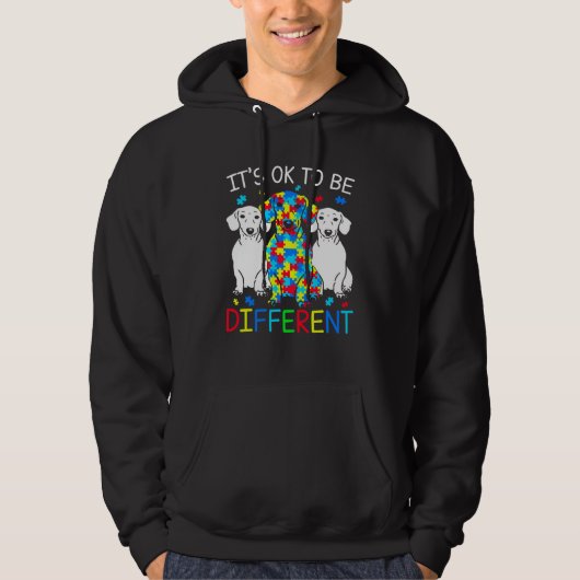 Dachshund It's Ok To Be Different Autism Awareness Hoodie (Voorkant)