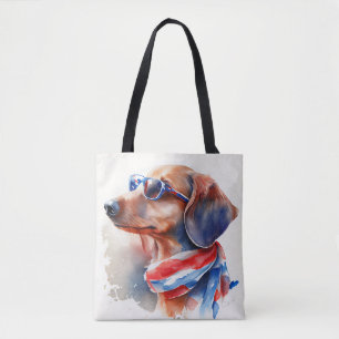 DACHSHUND JULY 4TH CANVAS TAS