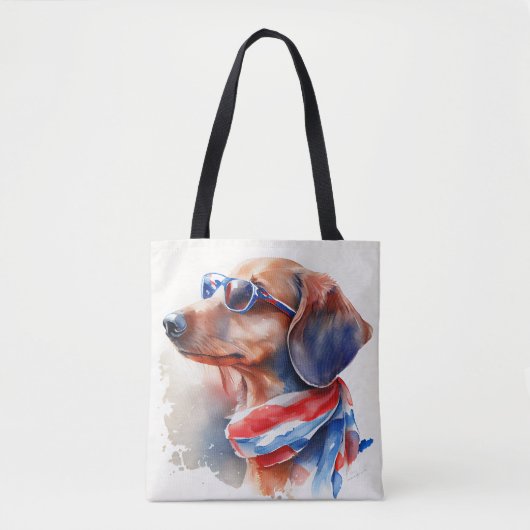 DACHSHUND JULY 4TH CANVAS TAS (Voorkant)