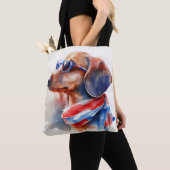 DACHSHUND JULY 4TH CANVAS TAS (Dichtbij)