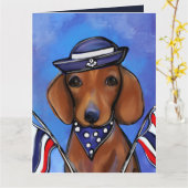 Dachshund Kaart (Gele Bloem)