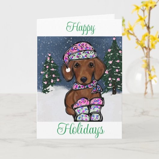Dachshund   kaart (Gele Bloem)