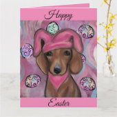 Dachshund Kaart (Gele Bloem)