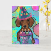 Dachshund Kaart (Gele Bloem)