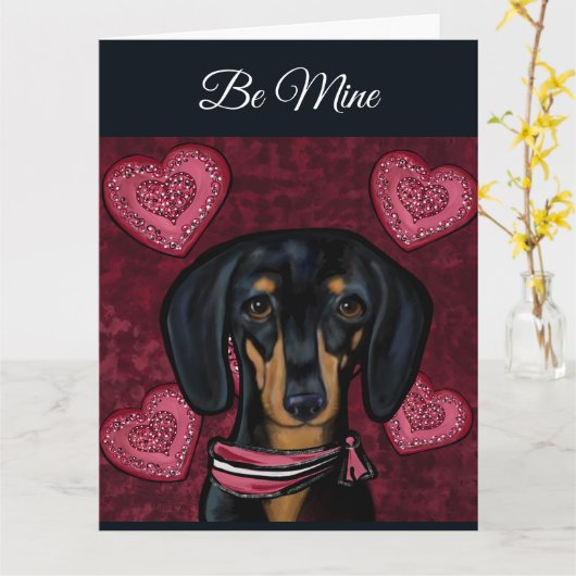 DACHSHUND KAART (Gele Bloem)