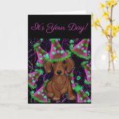 Dachshund Kaart (Gele Bloem)