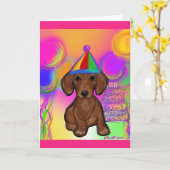 Dachshund Kaart (Gele Bloem)