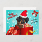 Dachshund-Kaart kerstpost Briefkaart (Voorkant / Achterkant)