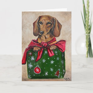Dachshund Kado Hond Kunst Kerstkaart Kaart
