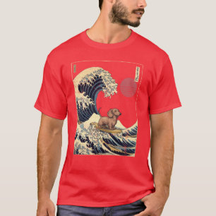 Dachshund Kanagawa Japans Surfende Golf meisje T-shirt
