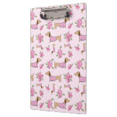 Dachshund Kantoorartikelen - Roze Bloemen Klembord (Links)