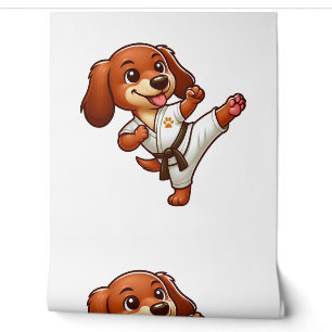 Dachshund karate martial arts hoge kick behang