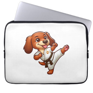 Dachshund karate martial arts hoge kick laptop sleeve