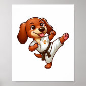 Dachshund karate martial arts hoge kick poster (Voorkant)