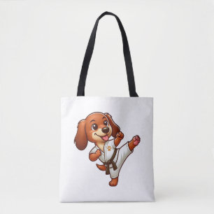 Dachshund karate martial arts hoge kick tote bag