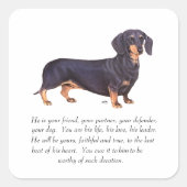Dachshund Keepomwille - Male Vierkante Sticker (Voorkant)