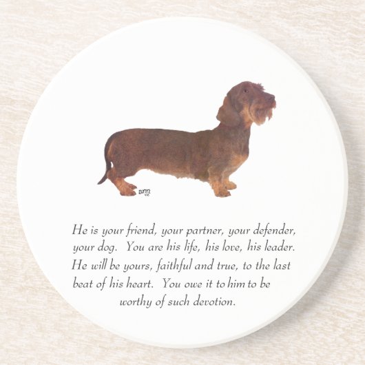 Dachshund Keepomwille - Male Zandsteen Onderzetter (Voorkant)