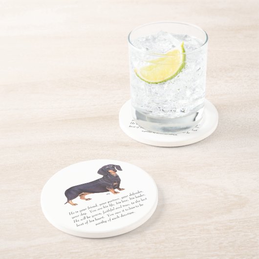 Dachshund Keepomwille - Male Zandsteen Onderzetter (Zijkant)