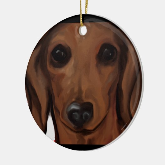 DACHSHUND KERAMISCH ORNAMENT (Links)