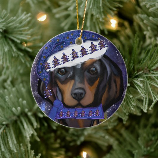 Dachshund Keramisch Ornament (Boom)