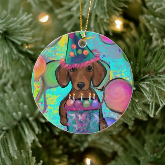 Dachshund Keramisch Ornament (Boom)