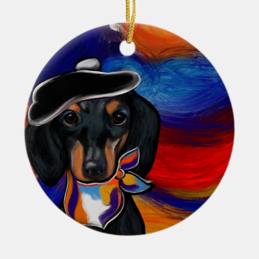 DACHSHUND KERAMISCH ORNAMENT (Voorkant)
