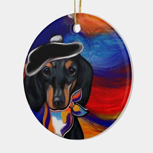 DACHSHUND KERAMISCH ORNAMENT (Links)