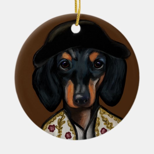 DACHSHUND KERAMISCH ORNAMENT (Voorkant)