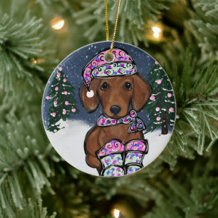 Dachshund Keramisch Ornament