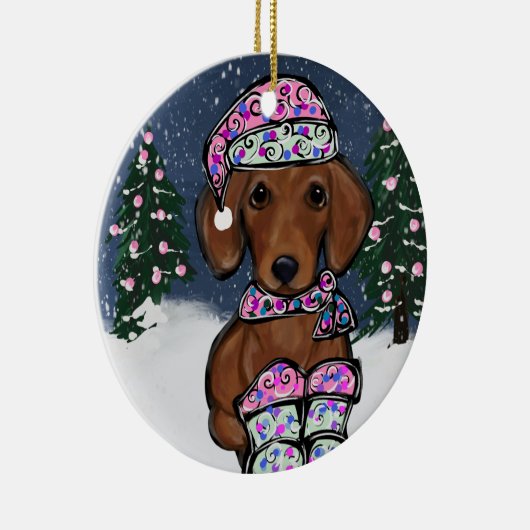Dachshund Keramisch Ornament (Rechts)