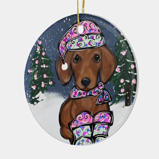 Dachshund Keramisch Ornament (Links)