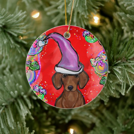 DACHSHUND KERAMISCH ORNAMENT (Boom)
